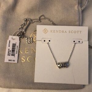Kendra Scott Ever Rhodium Plated Filigree Oval Pendant Necklace NWT & Dust Bag